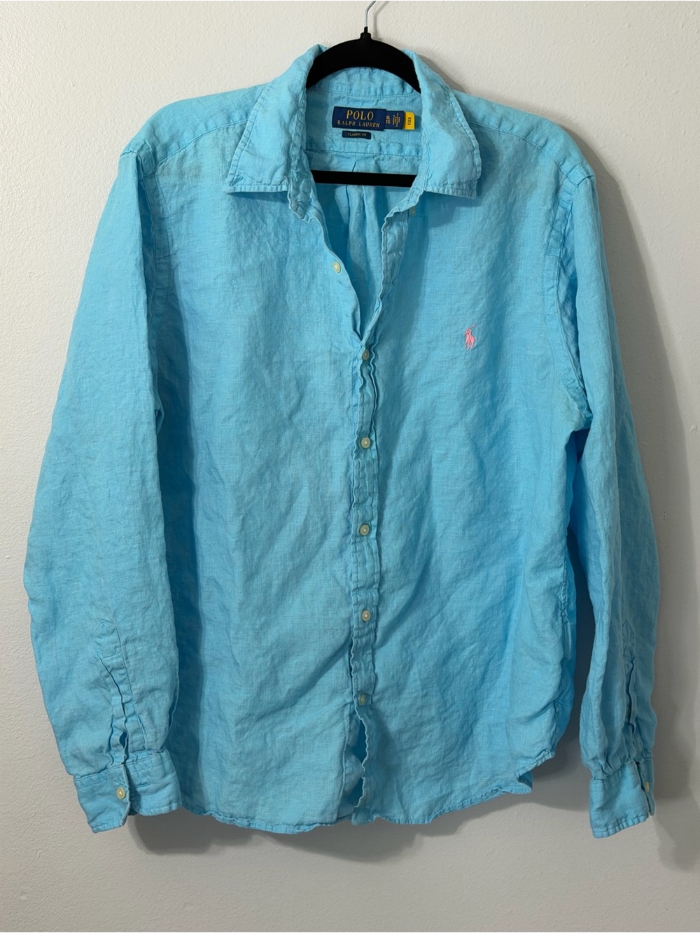 Ralph Lauren Sky Blue Button-Down Linen Shirt size XL